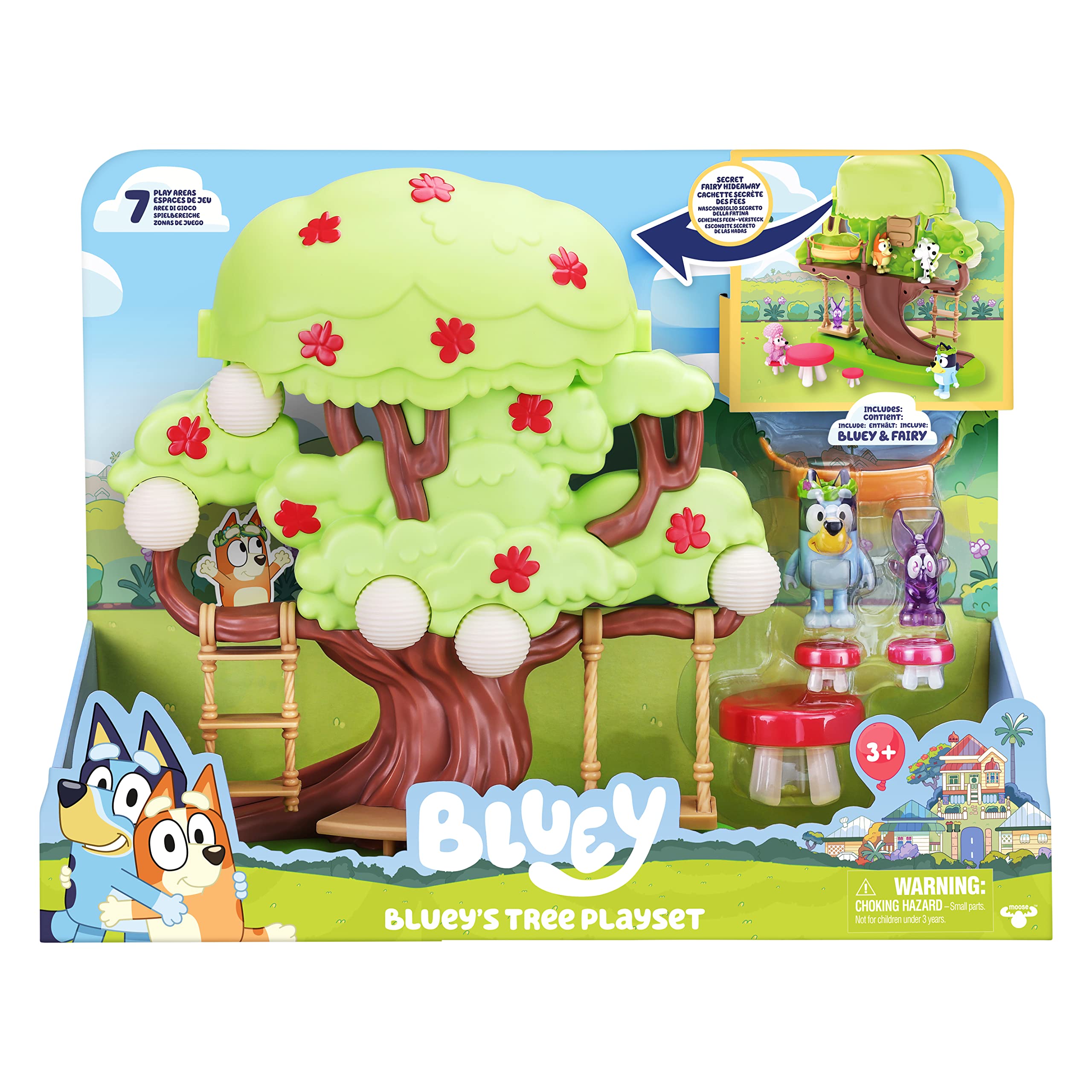 Bluey 2-Sided Treehouse Playset, 11”, Action-Packed Tree Toys Set